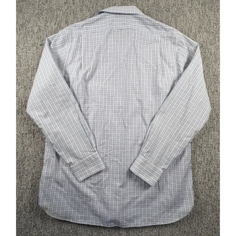 Polo Ralph Lauren Dress Shirt Mens 16.5 34/35 Blue Yellow Check Easy Care LS